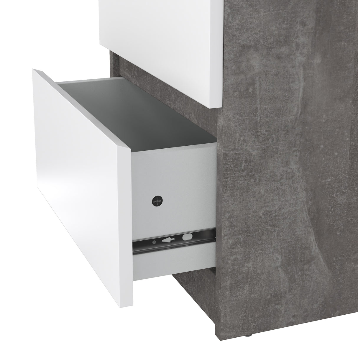 Naia Bedside 2 Drawers in Concrete/White High Gloss