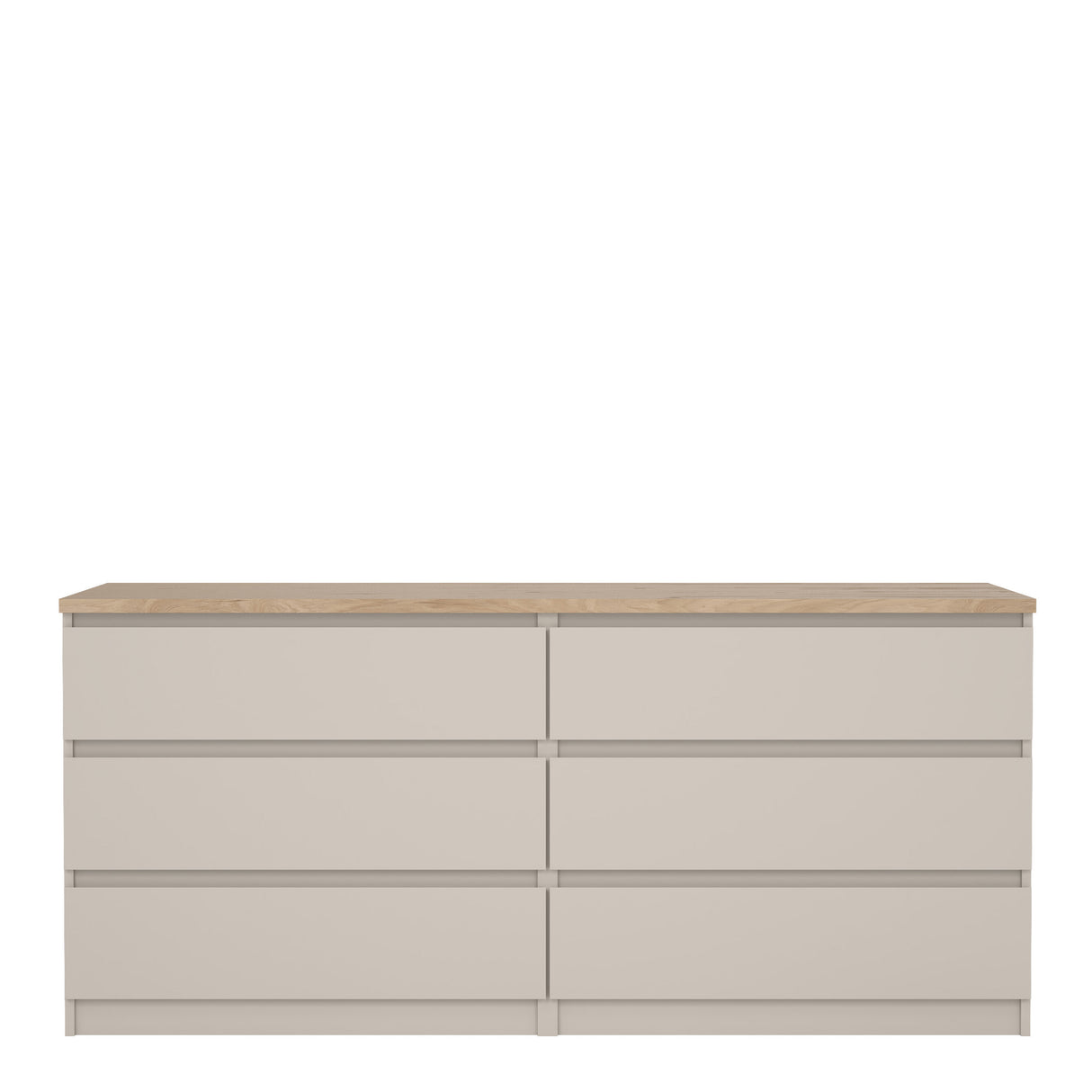 Naia Wide Chest of 6 Drawers (3+3) in Cashmere Jackson Hickory