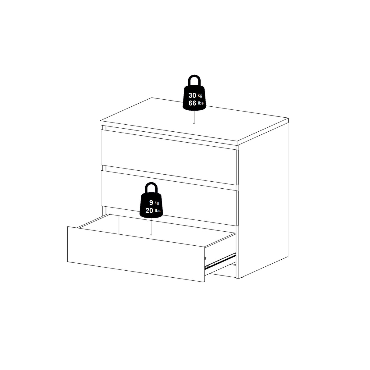 Naia Chest of 3 Drawers in Cashmere Jackson Hickory