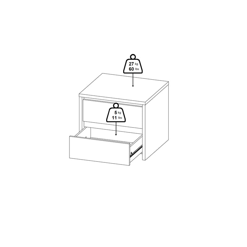 Next Nightstand 2 Drawers White
