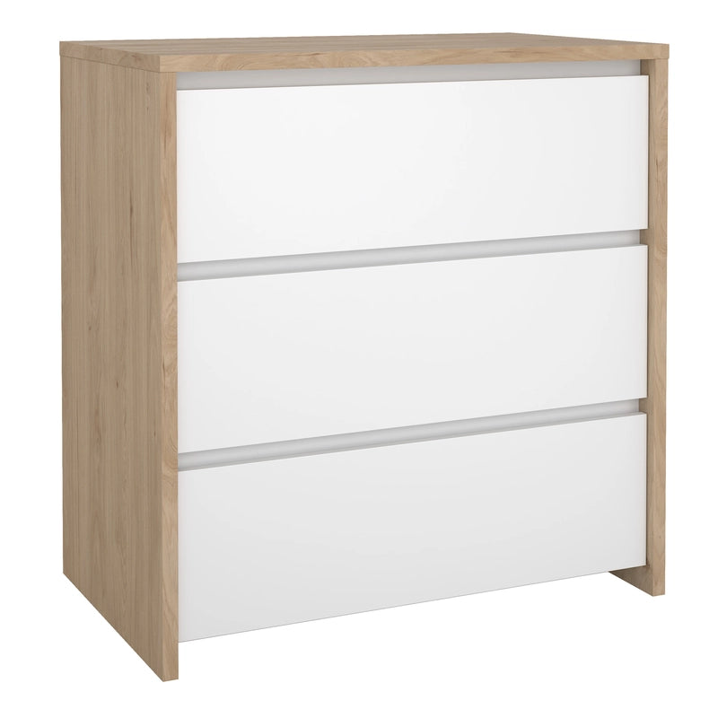 Next Chest 3 Drawers Jackson Hickory White High Gloss