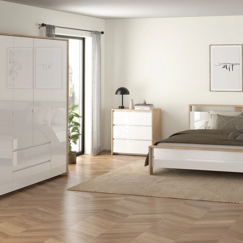Next Chest 3 Drawers Jackson Hickory White High Gloss