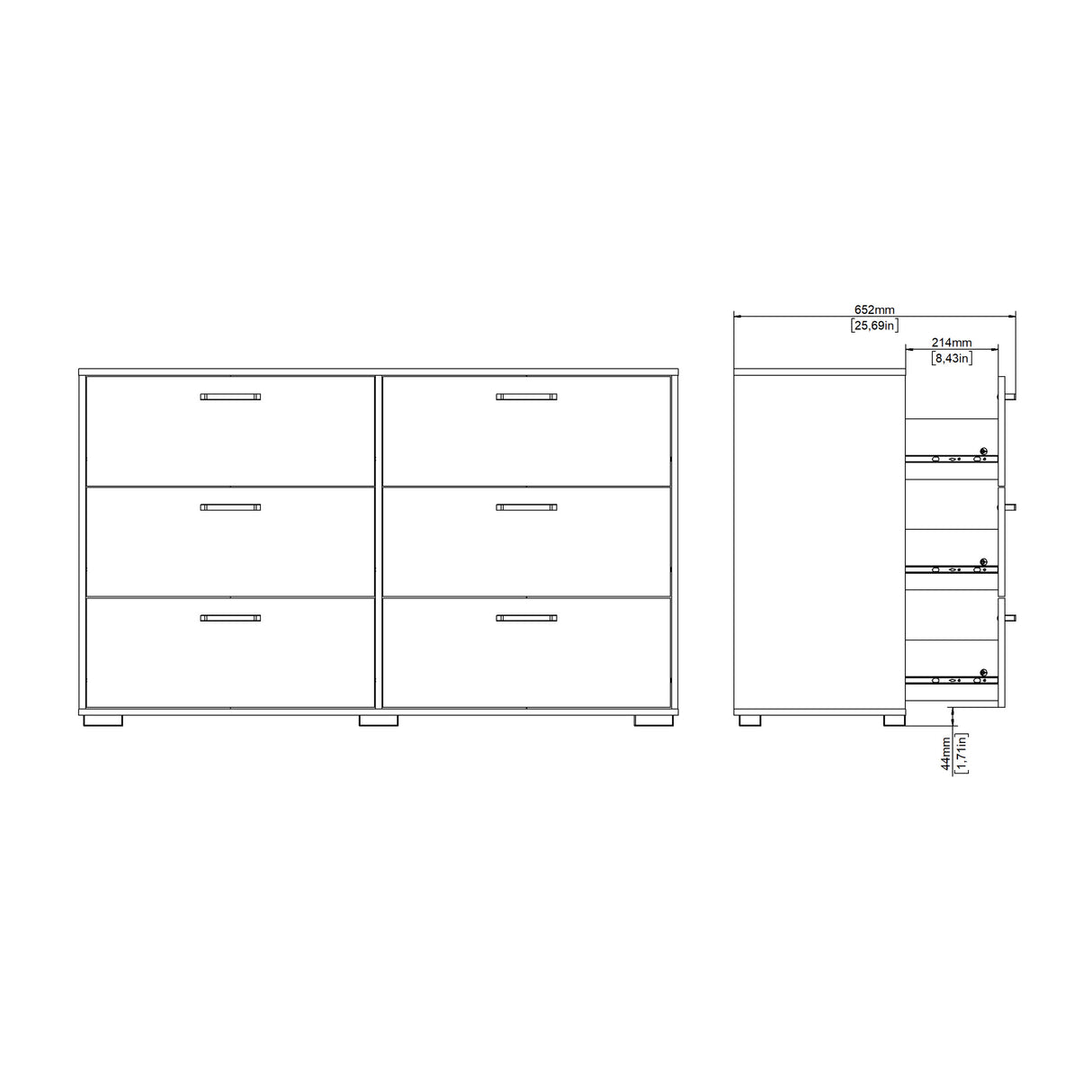 Sofia Double Dresser 6 Drawers White