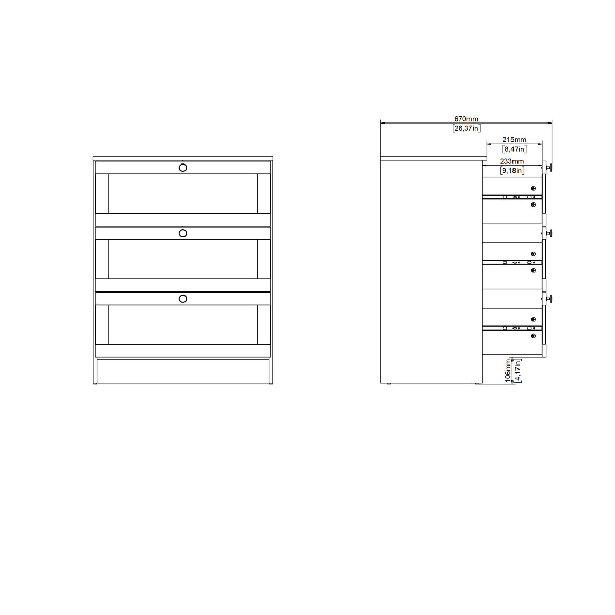 Brande Chest with 3 Frame Drawers in Jackson Hickory