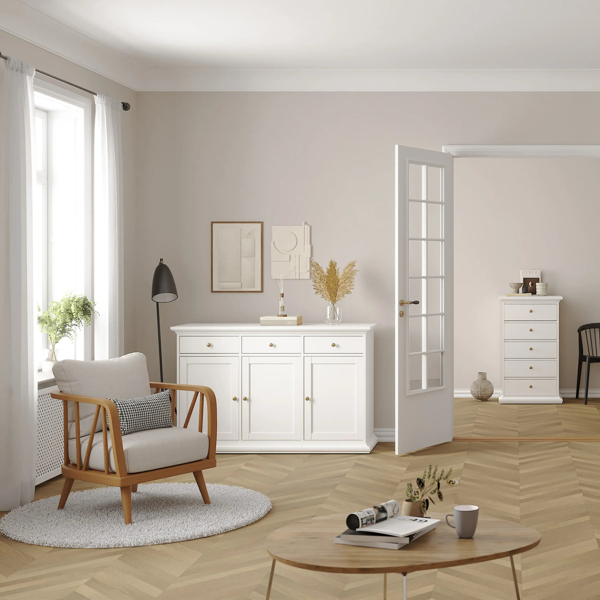 Paris Sideboard with 3 Doors and 3 Drawers in White