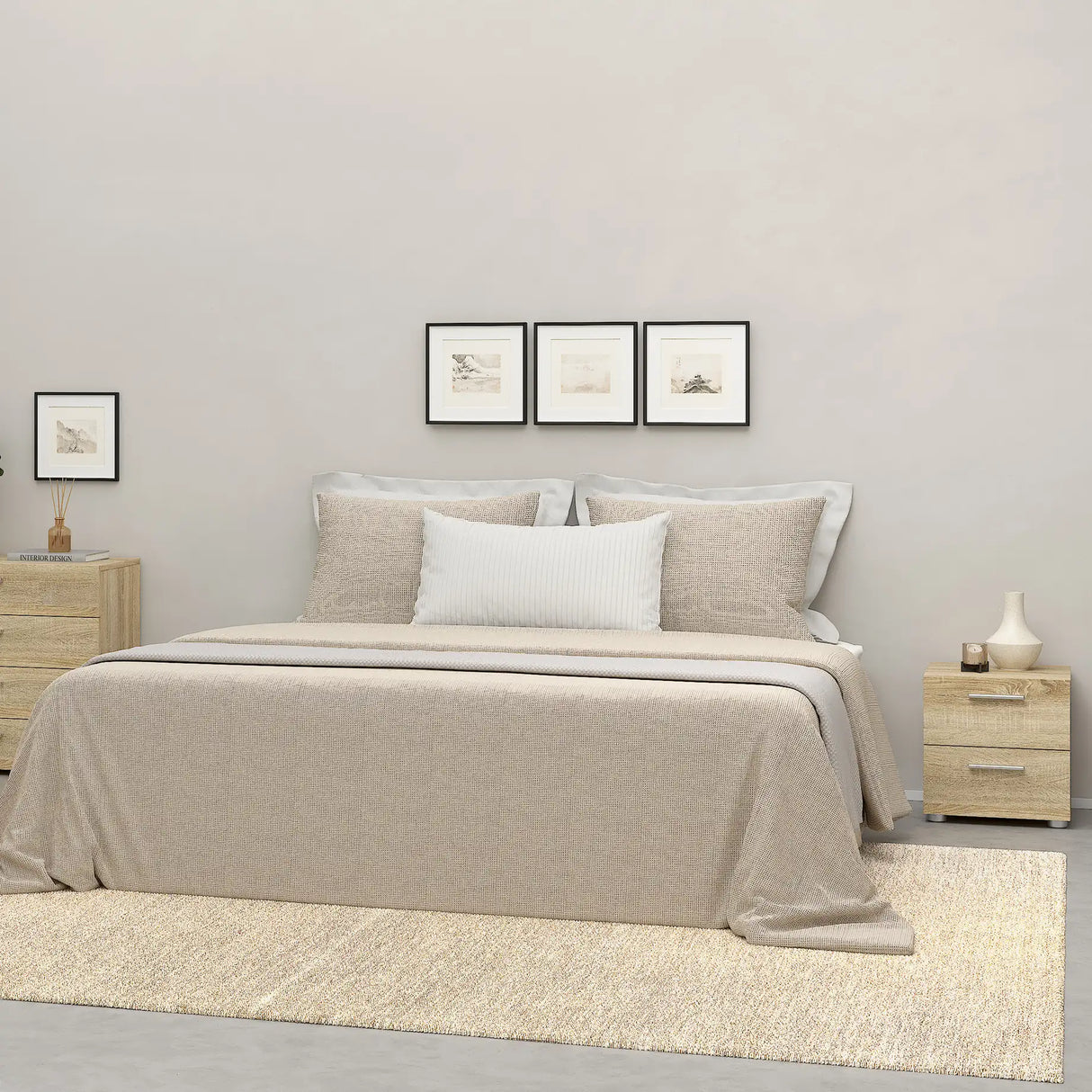 Pepe Bedside 2 Drawers in Oak