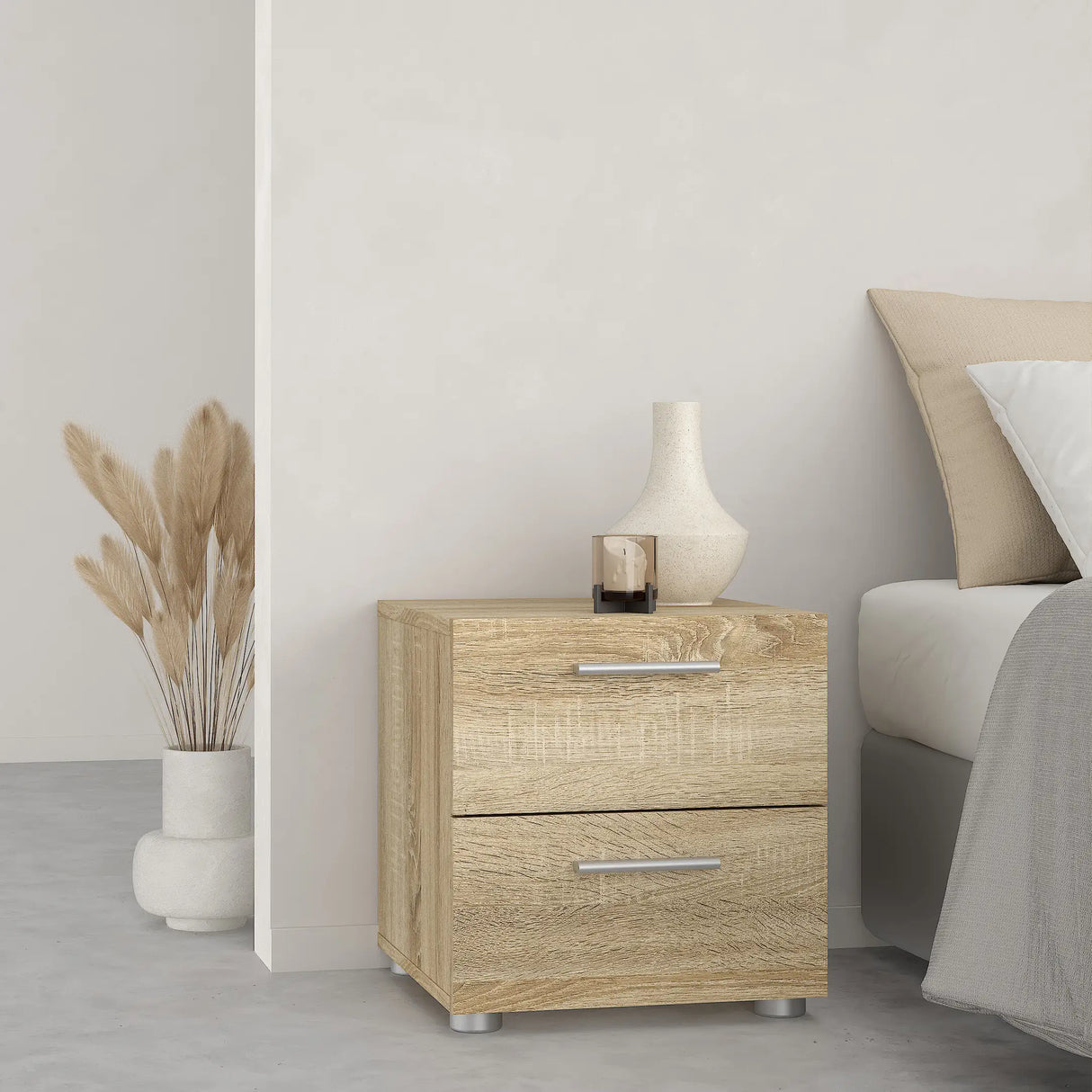 Pepe Bedside 2 Drawers in Oak