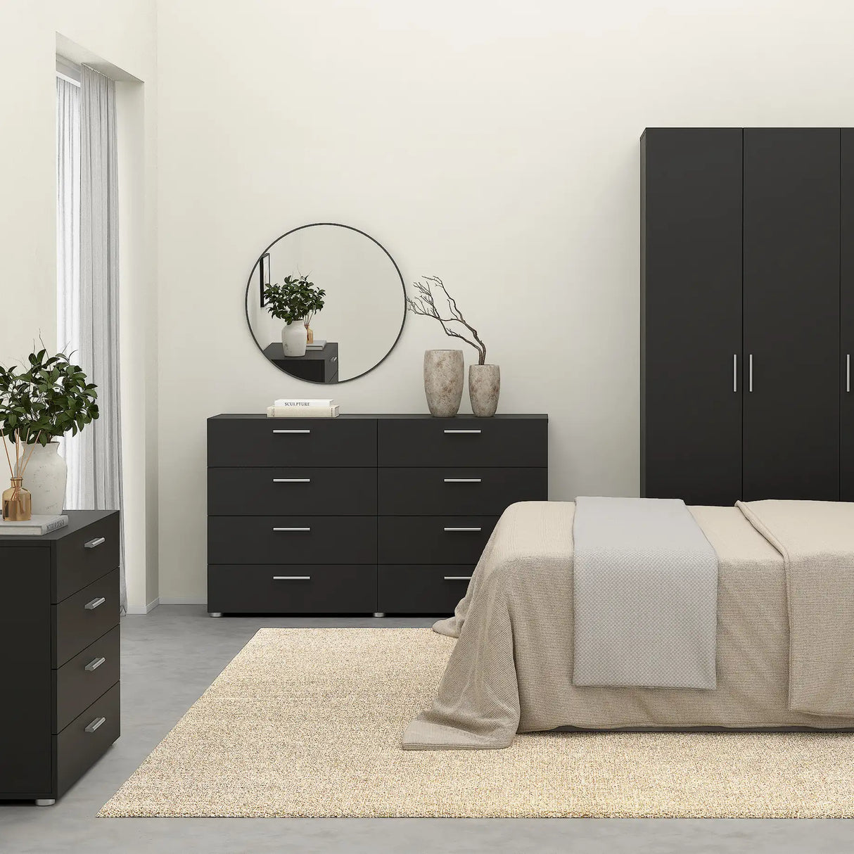 Pepe Wide Chest of 8 Drawers in Black