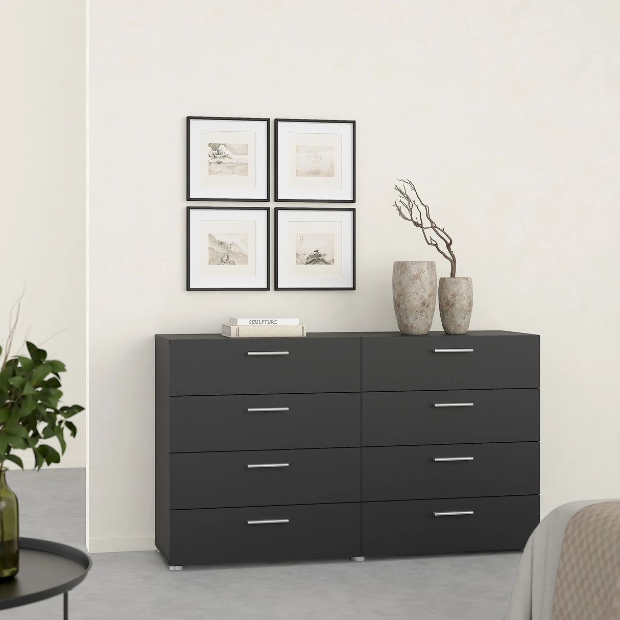 Pepe Wide Chest of 8 Drawers in Black