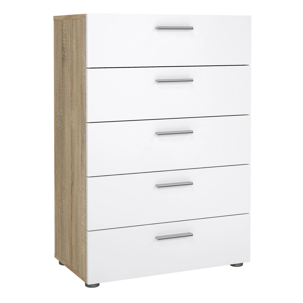 Pepe Chest of 5 Drawers in Oak with White Gloss