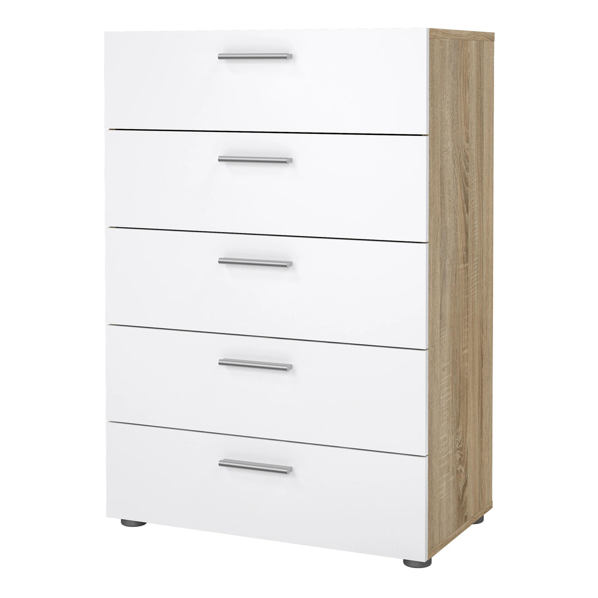 Pepe Chest of 5 Drawers in Oak with White Gloss
