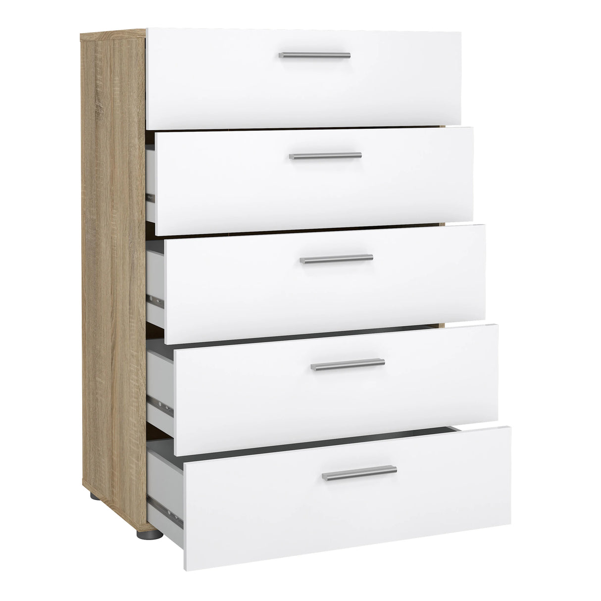 Pepe Chest of 5 Drawers in Oak with White Gloss