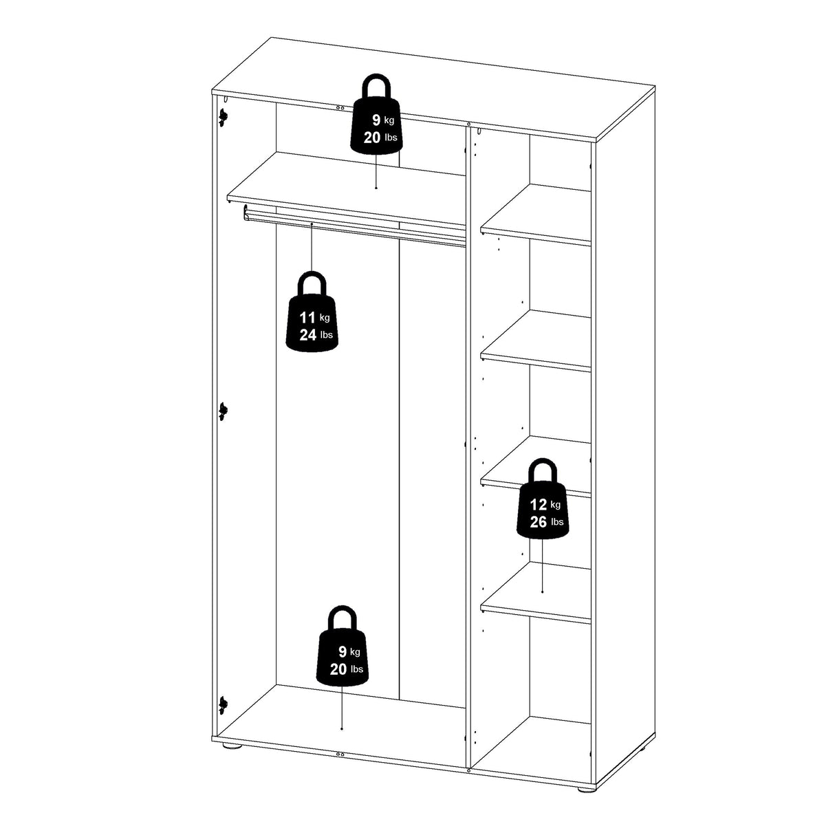 Pepe Wardrobe with 3 Doors in Black