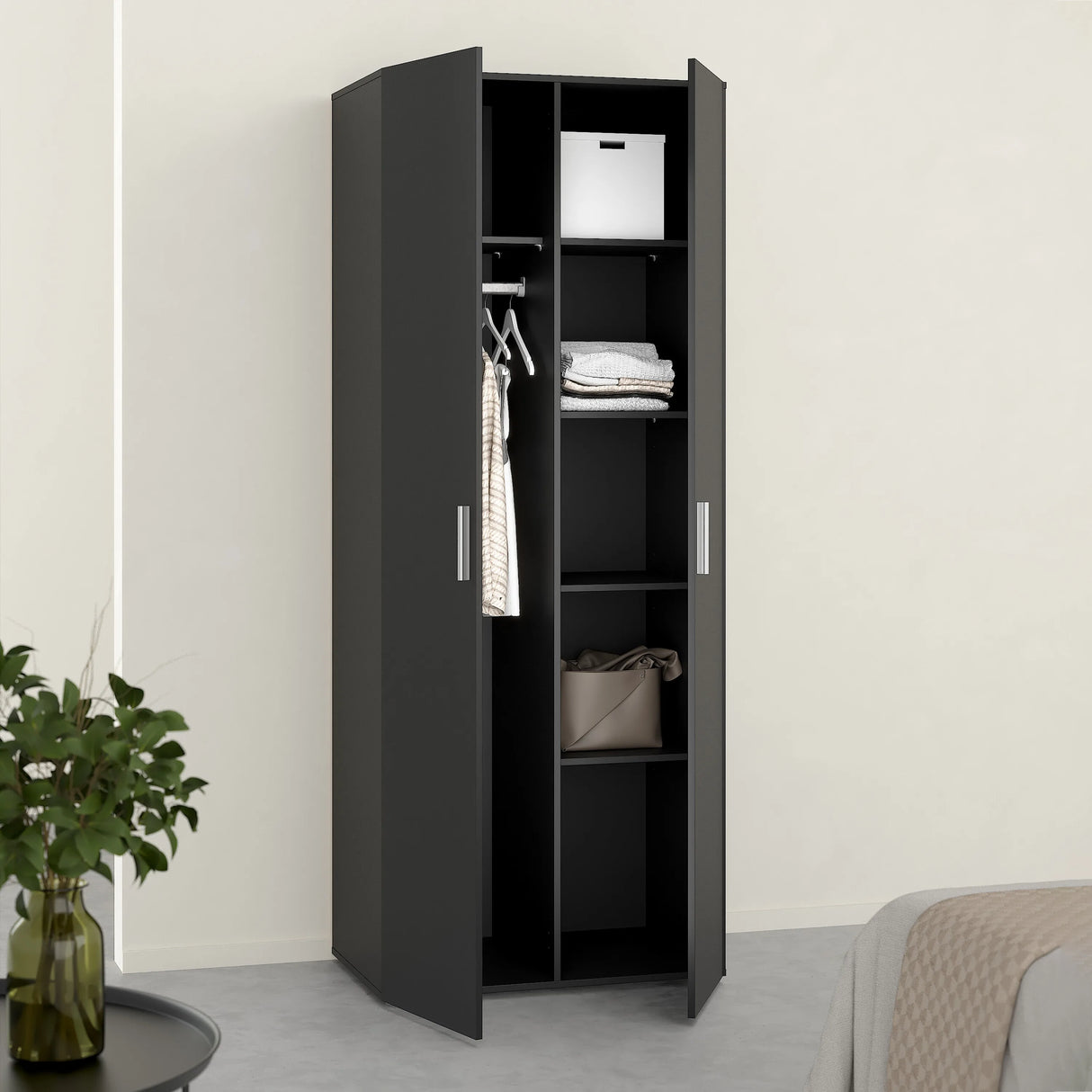 Pepe Wardrobe with 2 doors in Black