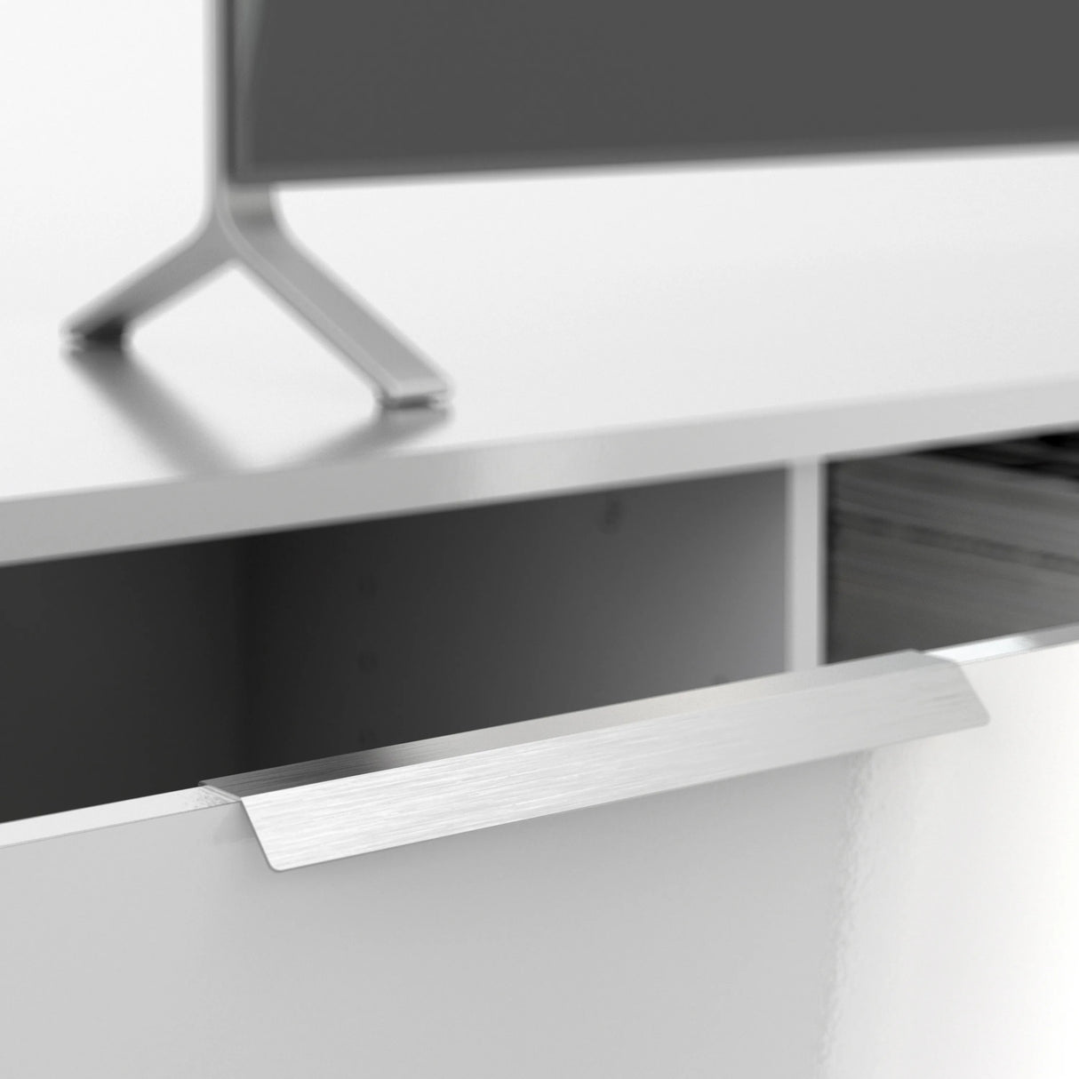 Match TV Unit with 2 Drawers in White Gloss