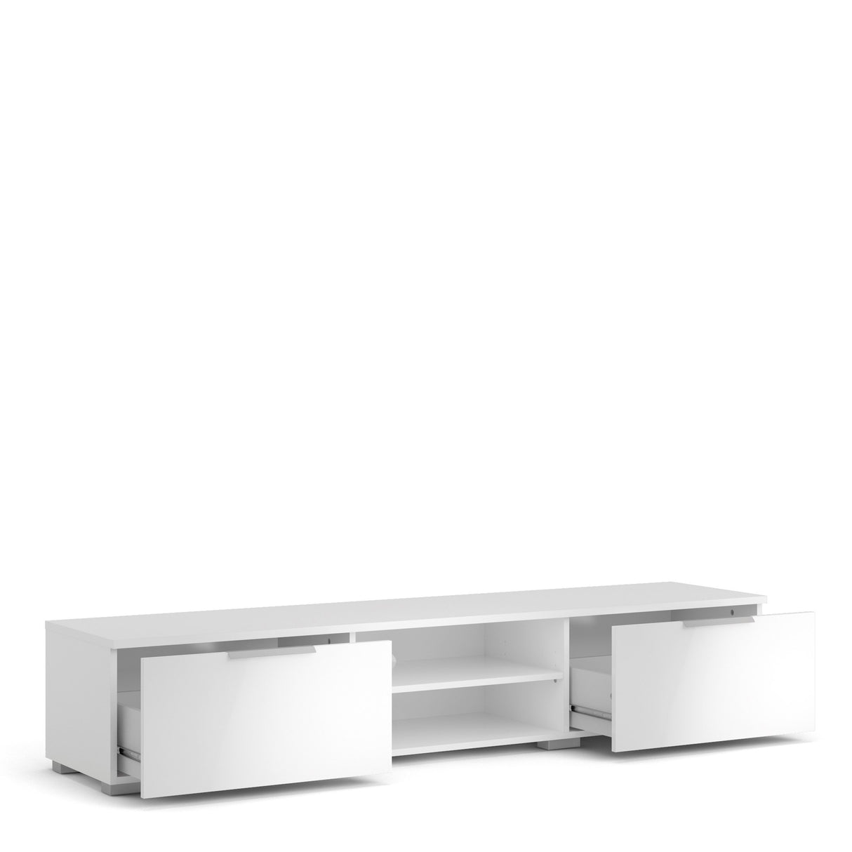 Match TV Unit with 2 Drawers in White Gloss