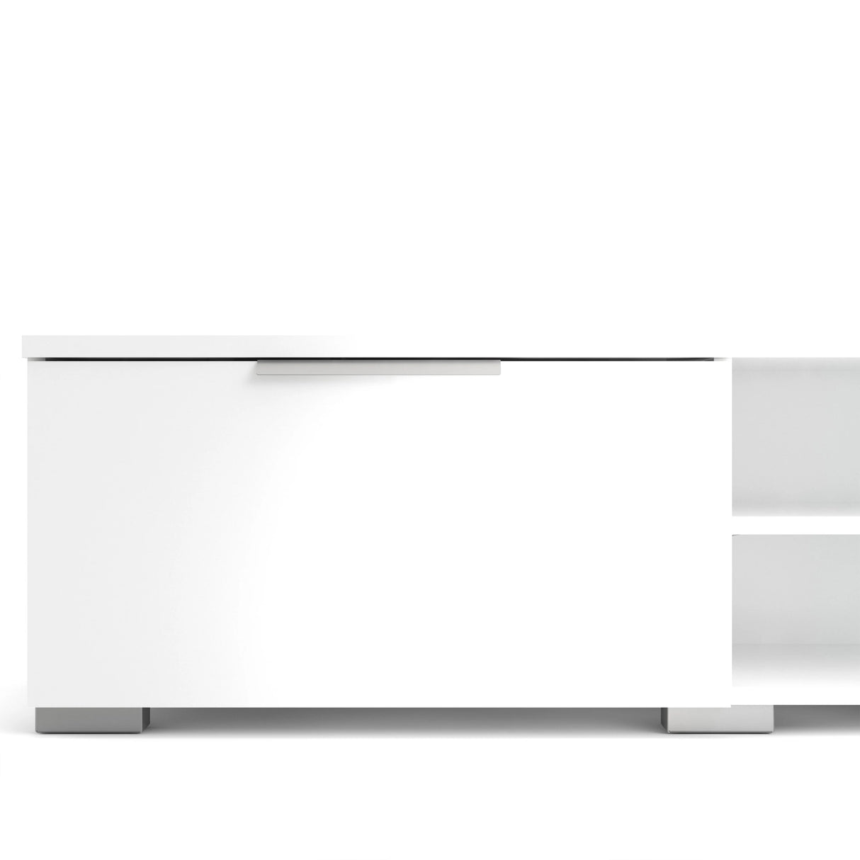 Match TV Unit with 2 Drawers in White Gloss
