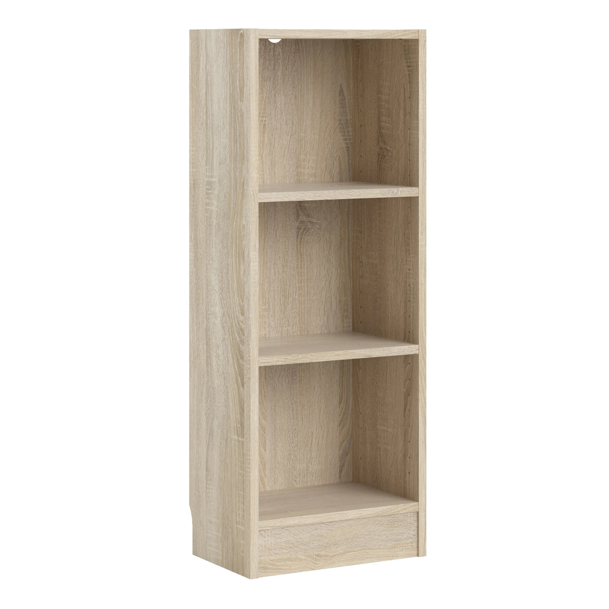 Basic Low Narrow Bookcase with 2 Shelves in Oak