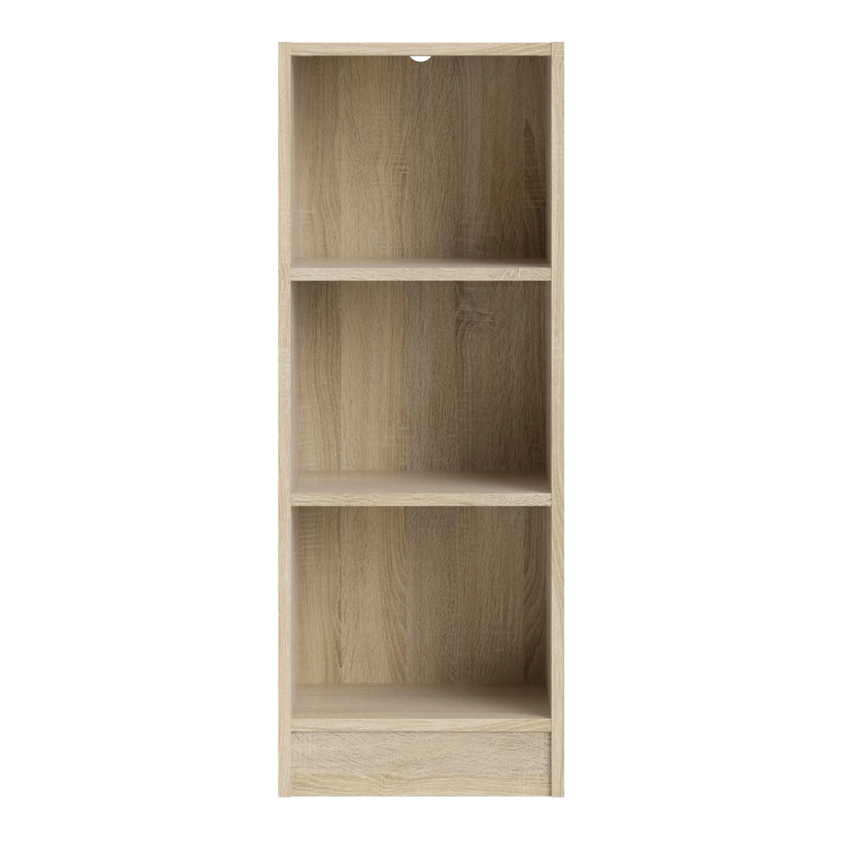 Basic Low Narrow Bookcase with 2 Shelves in Oak