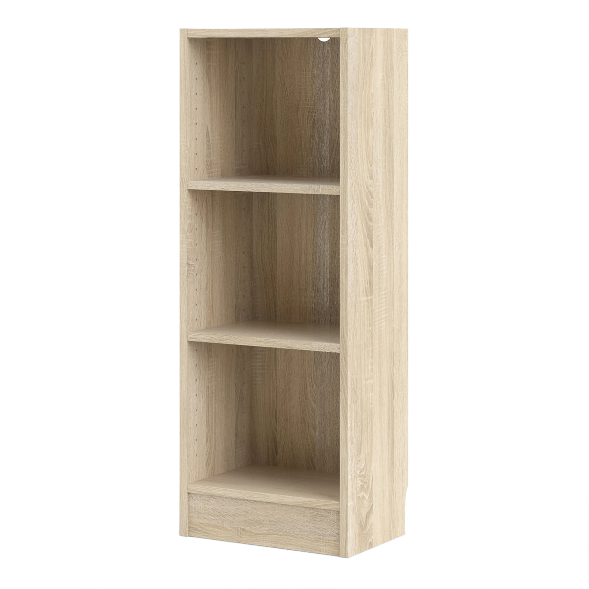 Basic Low Narrow Bookcase with 2 Shelves in Oak