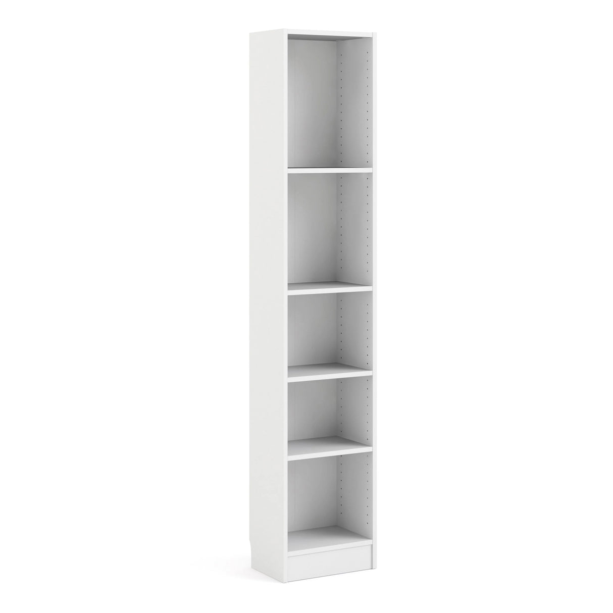 Basic Tall Narrow 4 Shelf Bookcase in White