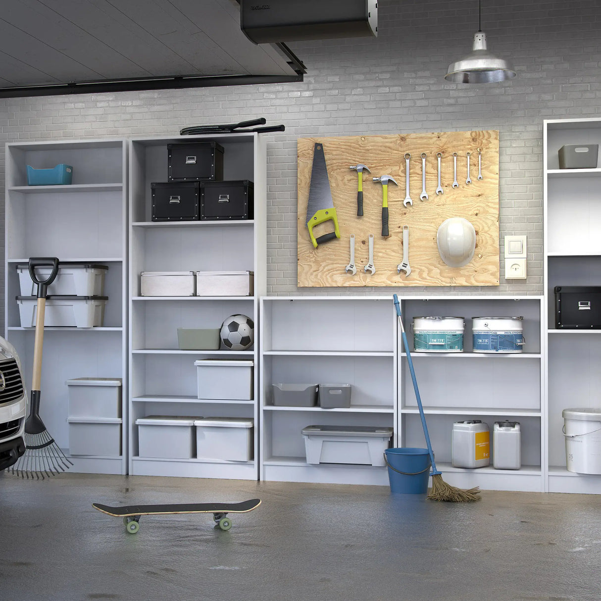 Basic Tall Wide Bookcase 4 Shelves in White