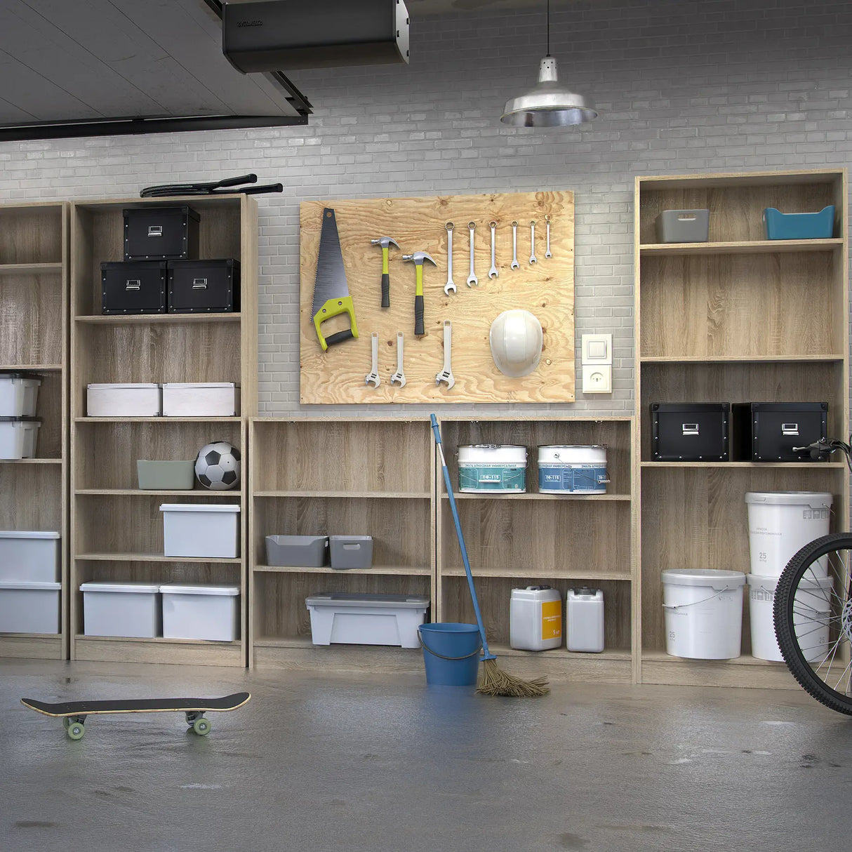 Basic Tall Wide 4 Shelf Bookcase in Oak