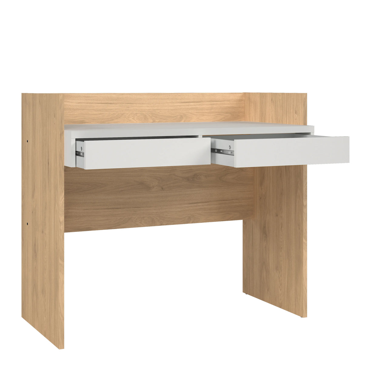 Function Plus Desk with 2 Drawers in Oak and White