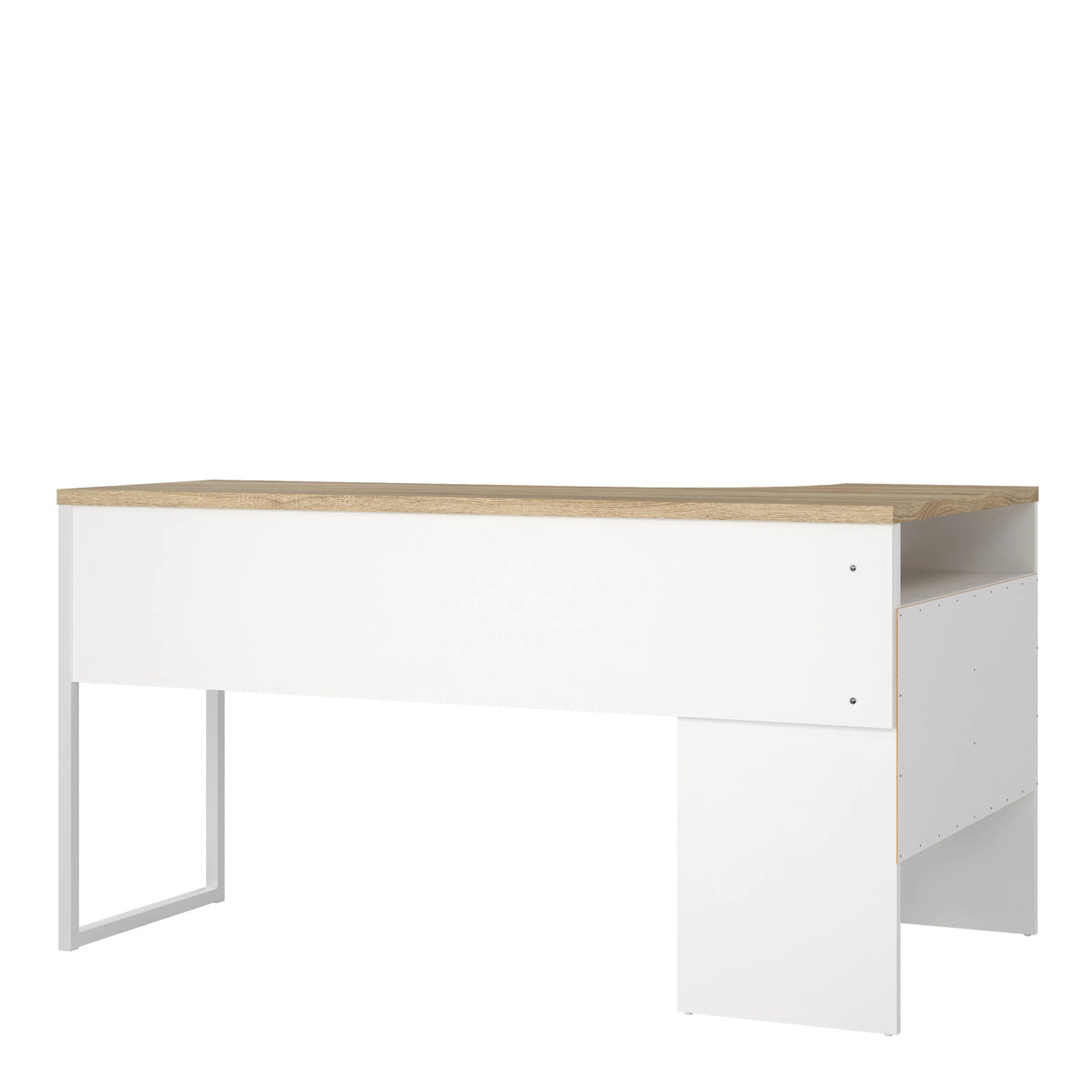 Function Plus Corner Desk 2 Drawers in White and Oak