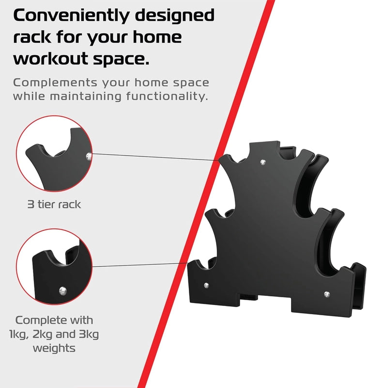 12kg Neoprene Dumbbell Set with Rack