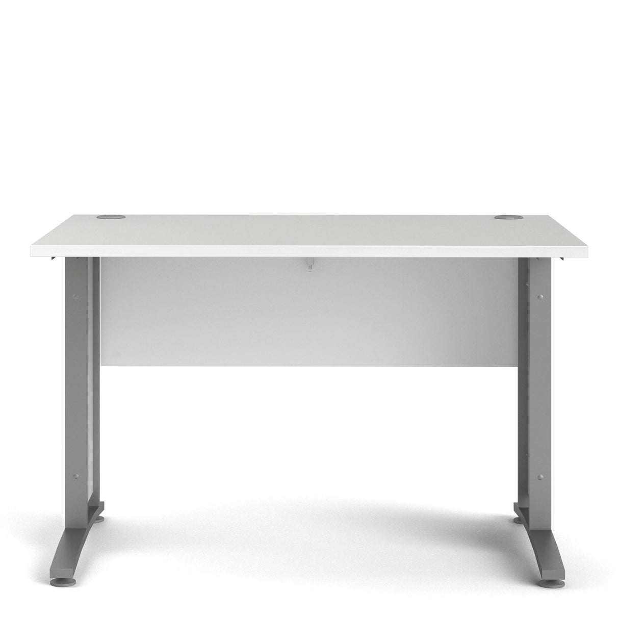 Prima Desk 120cm in White with Silver Grey Steel Legs