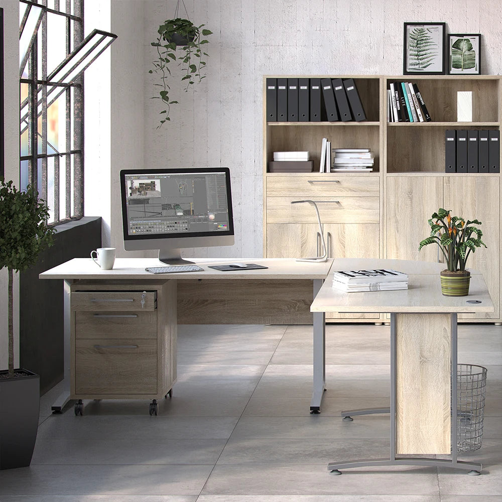 Prima Bookcase 2 Shelves with 2 Drawers and 2 Doors in Oak