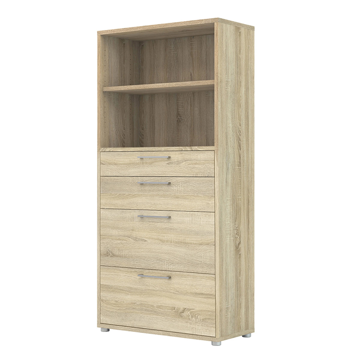 Prima Bookcase with Drawers and File Storage in Oak