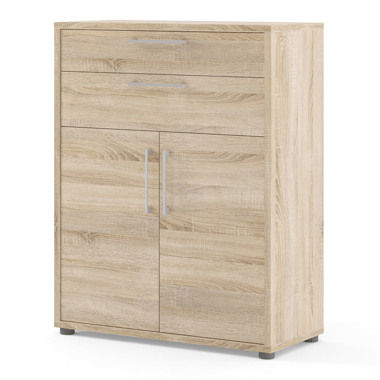 Prima Bookcase 1 Shelf with 2 Drawers and 2 Doors in Oak