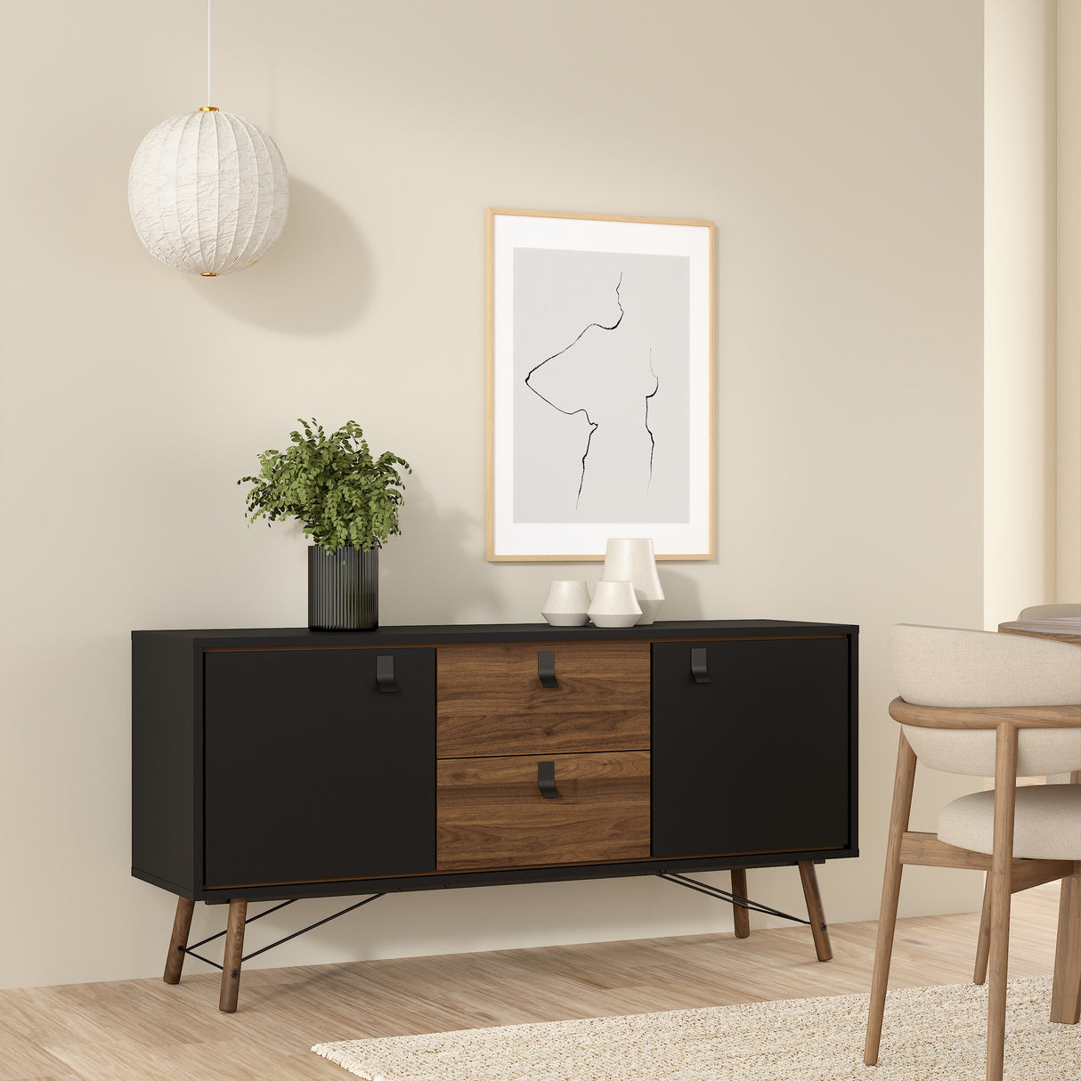 Ry Sideboard 2 doors + 2 drawers in Matt Black Walnut
