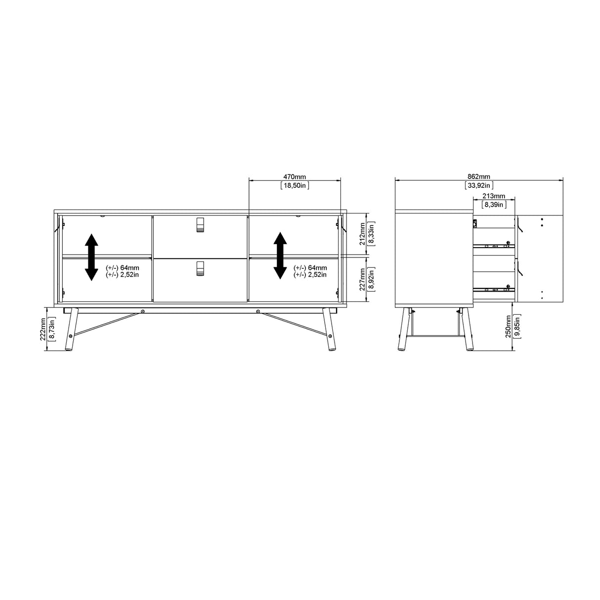 Ry Sideboard 2 Doors 2 Drawers in Matt White