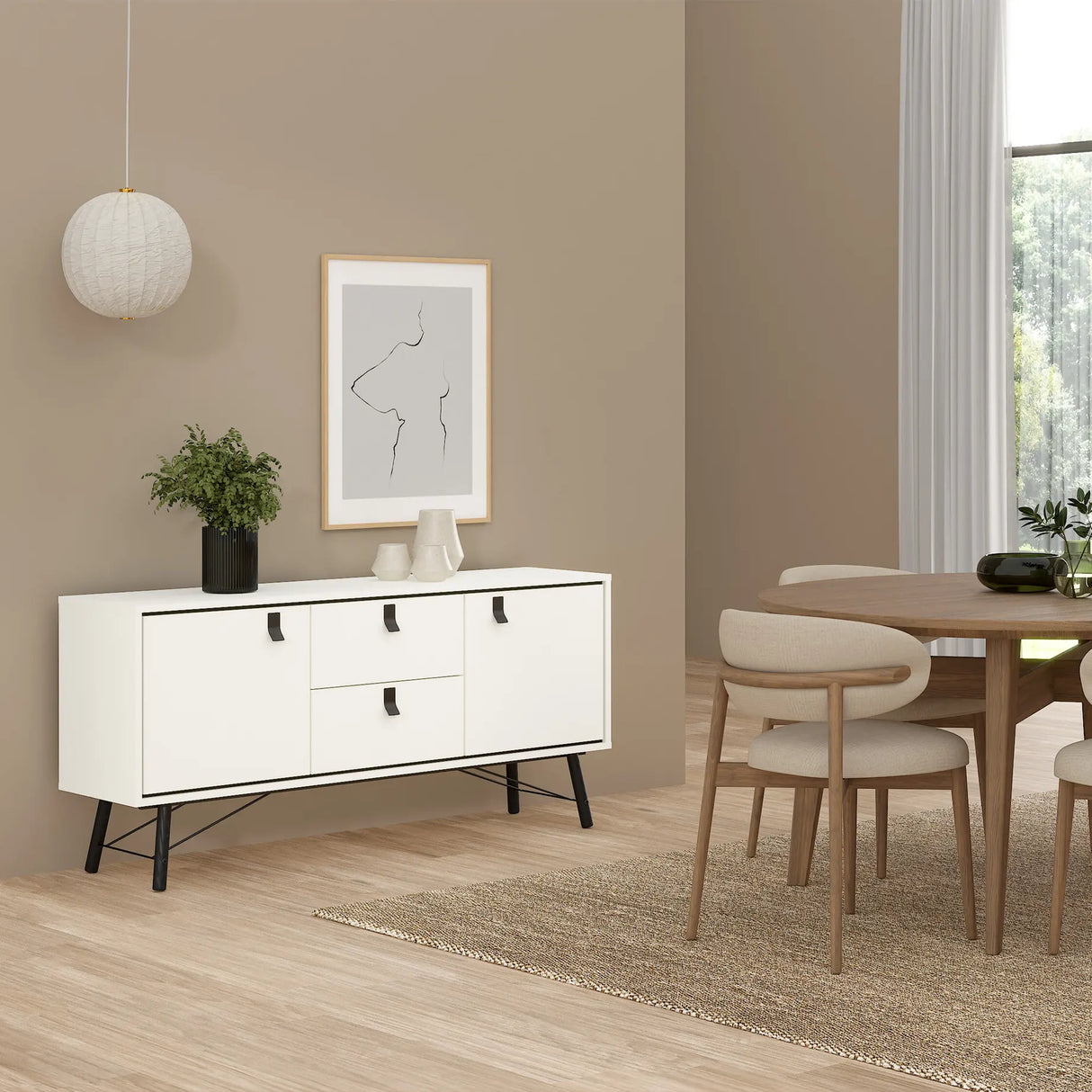 Ry Sideboard 2 Doors 2 Drawers in Matt White