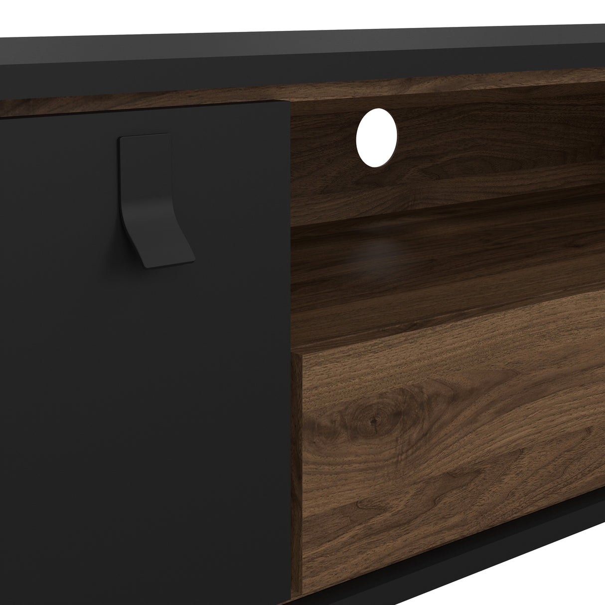 Ry TV-unit 1 door + 1 drawer in Matt Black Walnut