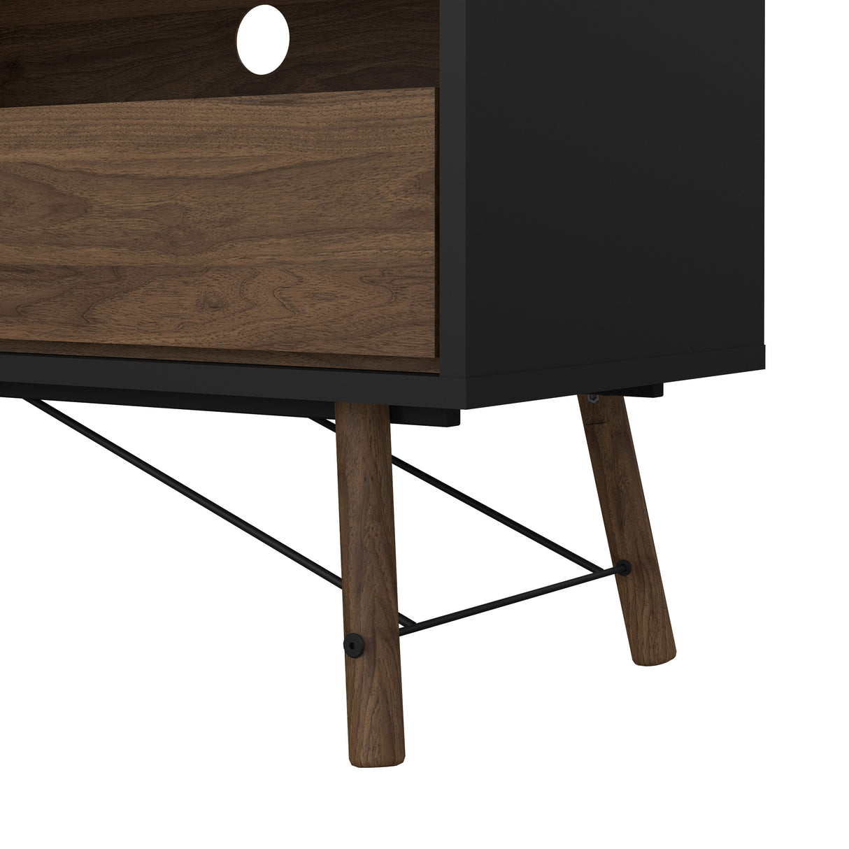 Ry TV-unit 1 door + 1 drawer in Matt Black Walnut