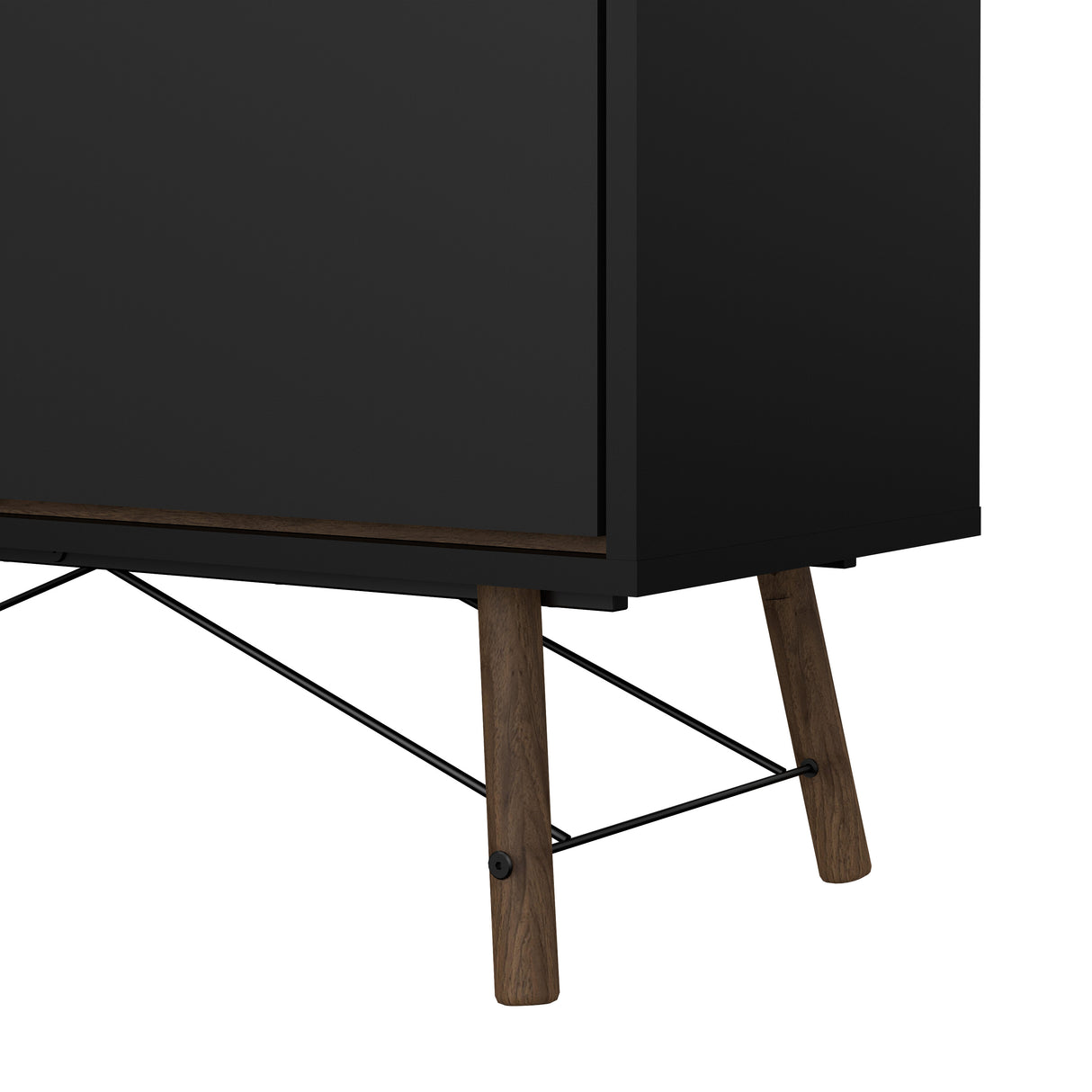 Ry China cabinet 1 door + 1 glass door + 1 drawer in Matt Black Walnut