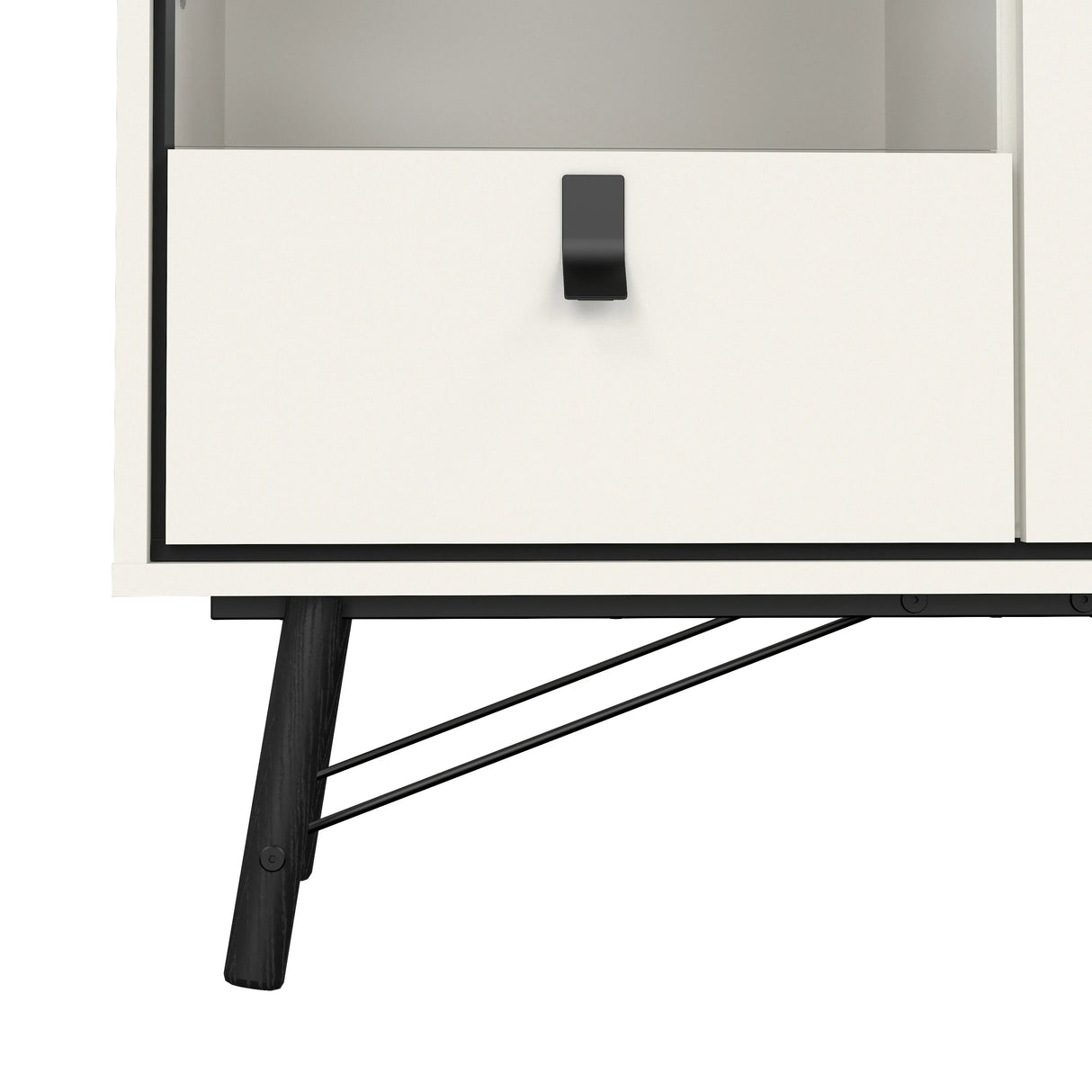 Ry China Cabinet with Glass Door and Drawer in Matt White