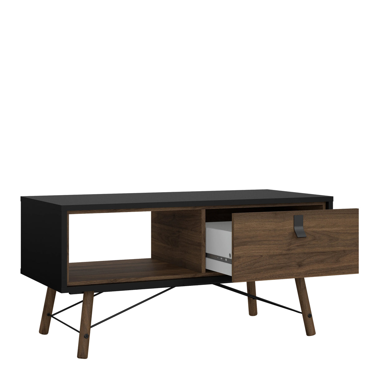 Ry Coffee Table with Drawer in Matt Black Walnut