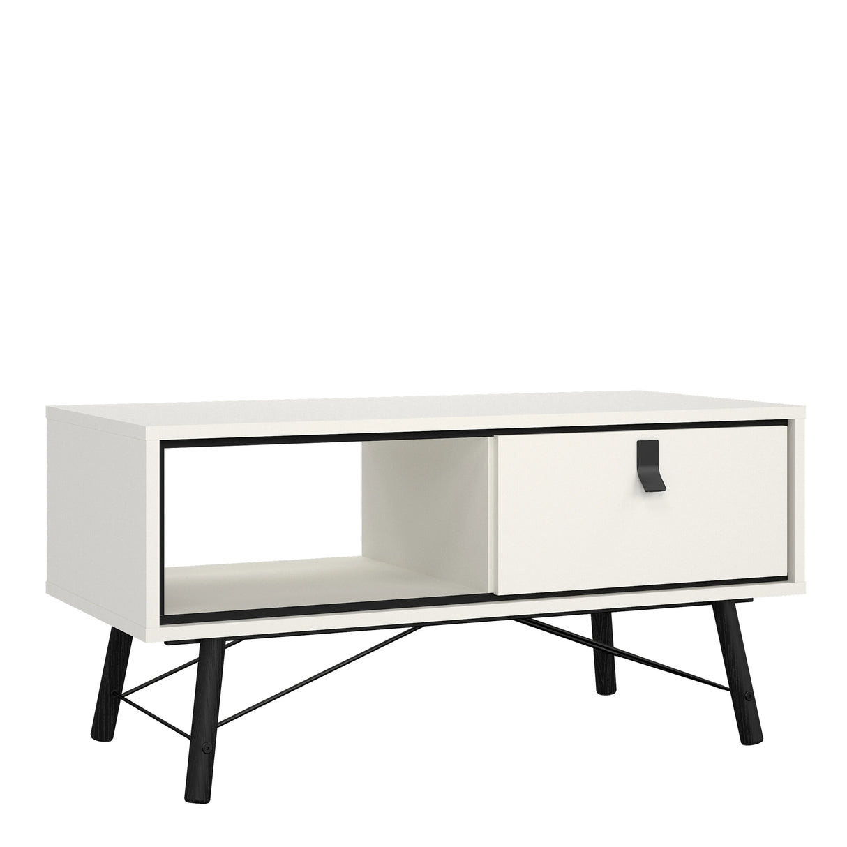 Ry Coffee Table with Drawer in Matt White