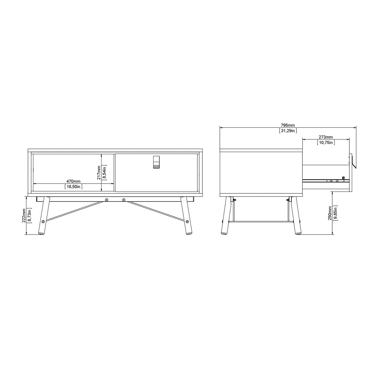 Ry Coffee Table with Drawer in Matt White