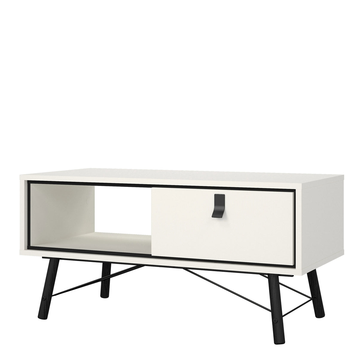 Ry Coffee Table with Drawer in Matt White