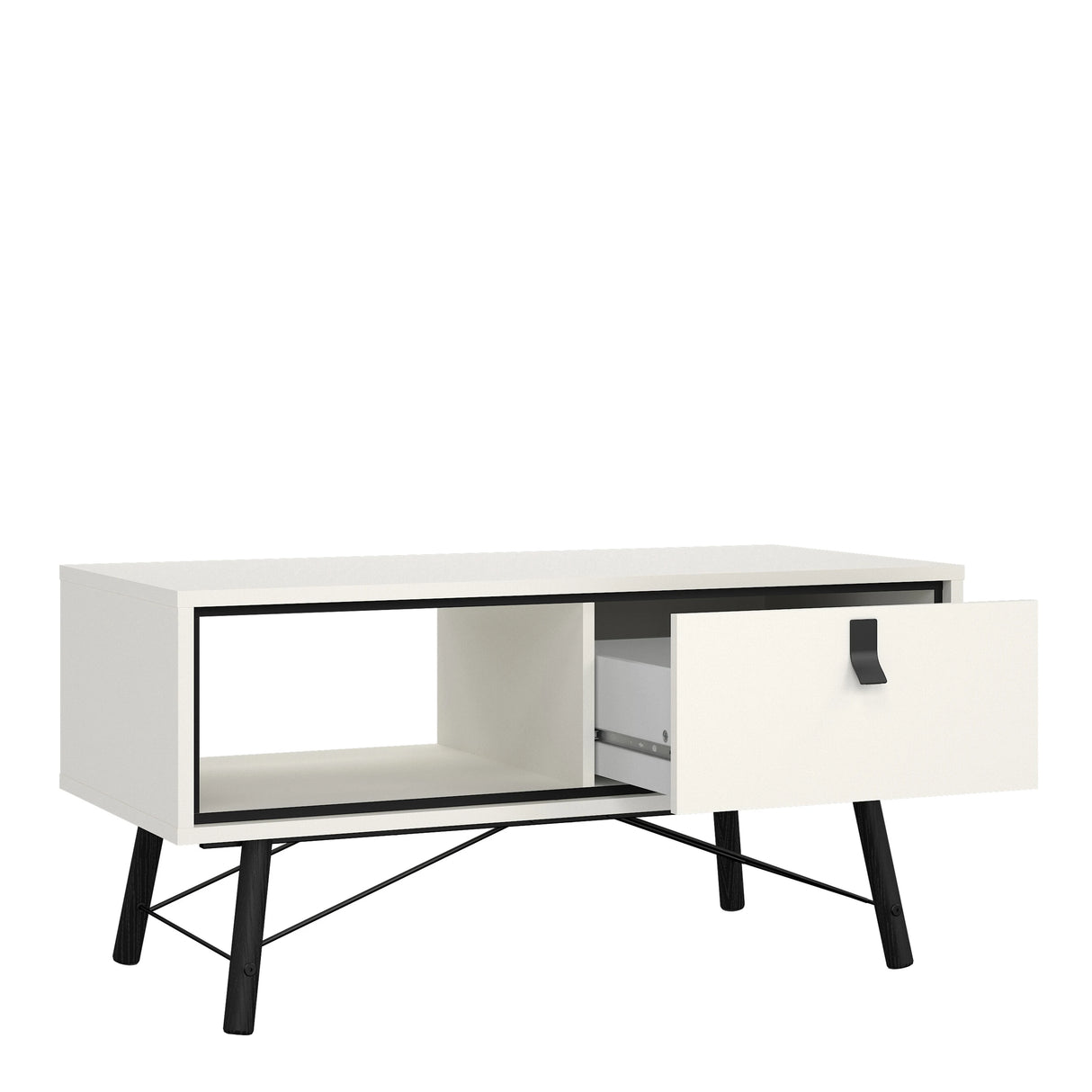 Ry Coffee Table with Drawer in Matt White