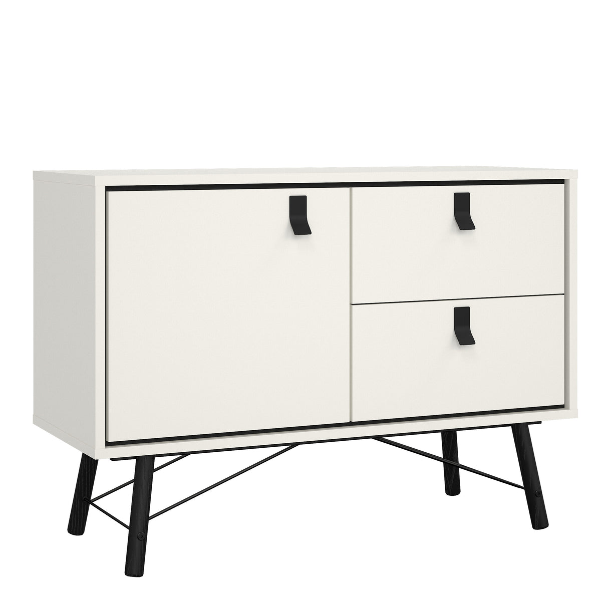 Ry Sideboard with 1 door + 2 drawers in Matt Matt White