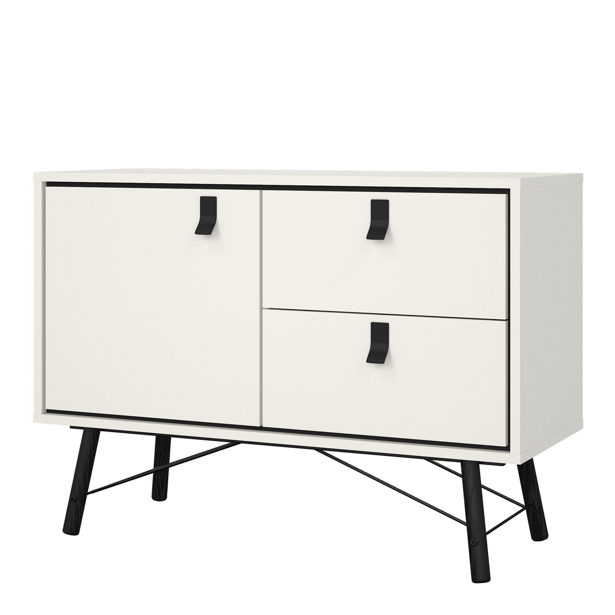 Ry Sideboard with 1 door + 2 drawers in Matt Matt White
