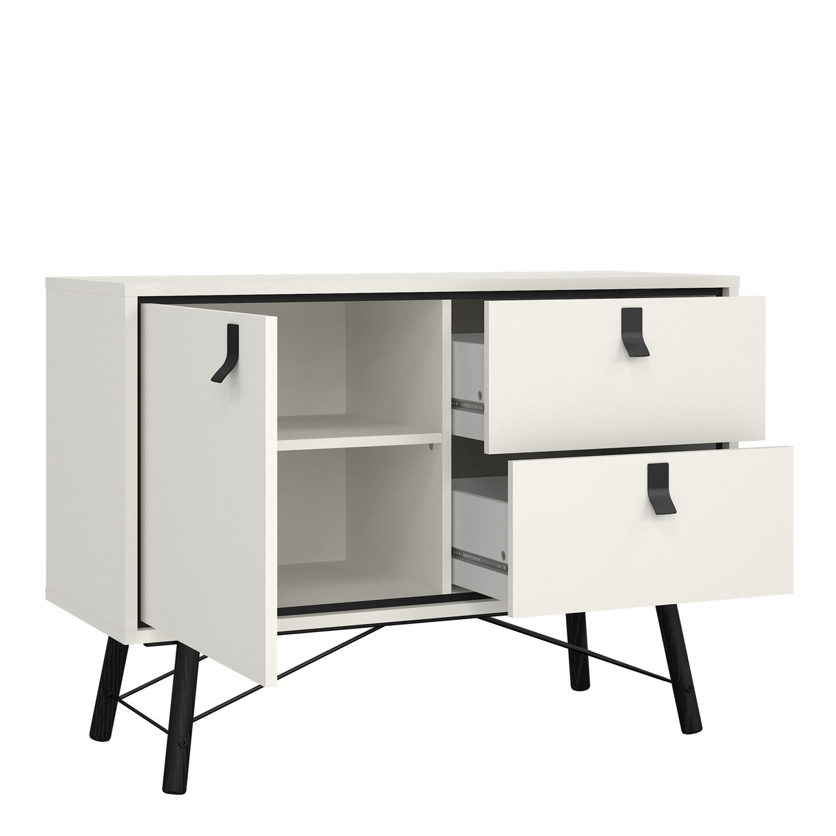 Ry Sideboard with 1 door + 2 drawers in Matt Matt White