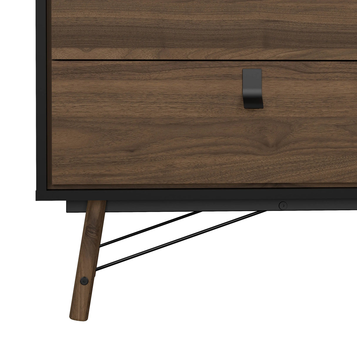 Ry Wide Double Chest 6 Drawers Matt Black Walnut